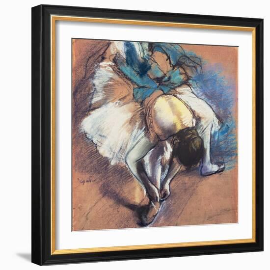 Dancer Fastening Her Pump, C.1880-85-Edgar Degas-Framed Giclee Print