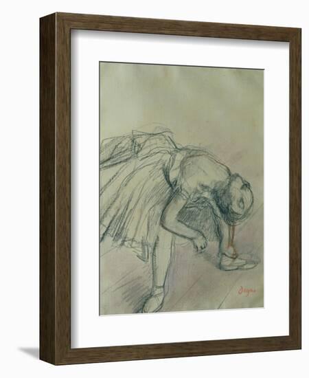 Dancer Fixing Her Slipper-Edgar Degas-Framed Giclee Print