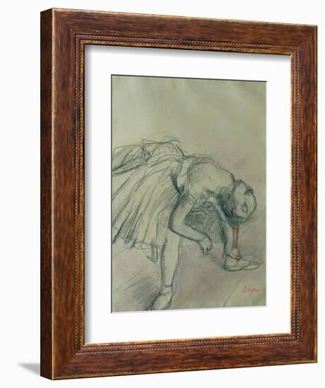 Dancer Fixing Her Slipper-Edgar Degas-Framed Giclee Print