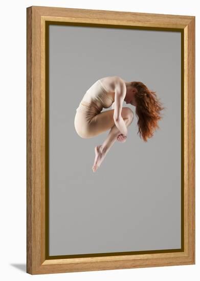 Dancer in Mid-Air with Arms around Knees-null-Framed Stretched Canvas