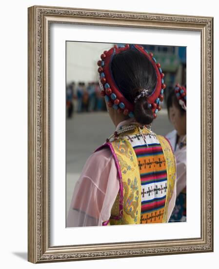 Dancer in Traditional Dress, Gyantse, Tibet, China-Ethel Davies-Framed Photographic Print