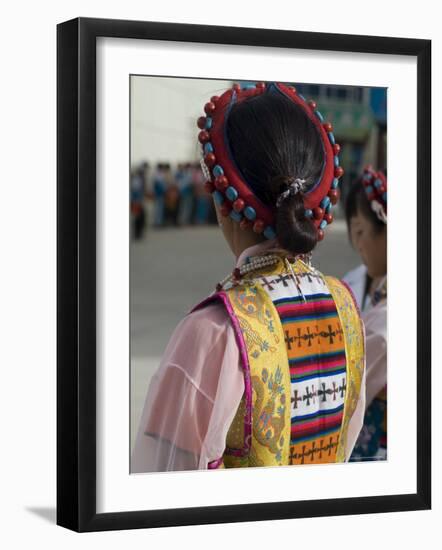 Dancer in Traditional Dress, Gyantse, Tibet, China-Ethel Davies-Framed Photographic Print