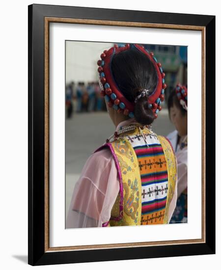 Dancer in Traditional Dress, Gyantse, Tibet, China-Ethel Davies-Framed Photographic Print