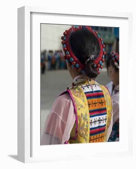 Dancer in Traditional Dress, Gyantse, Tibet, China-Ethel Davies-Framed Photographic Print