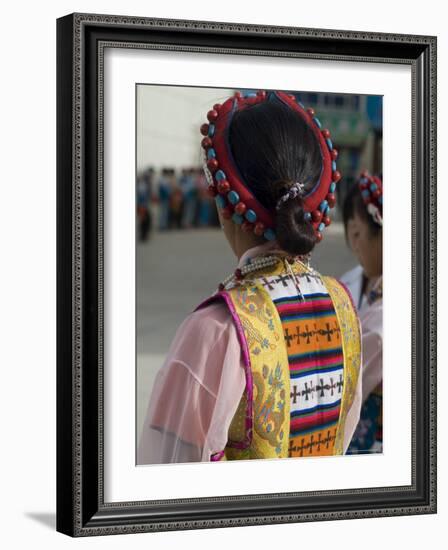 Dancer in Traditional Dress, Gyantse, Tibet, China-Ethel Davies-Framed Photographic Print