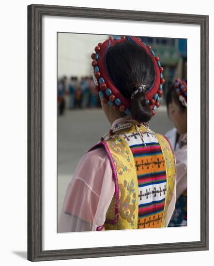 Dancer in Traditional Dress, Gyantse, Tibet, China-Ethel Davies-Framed Photographic Print