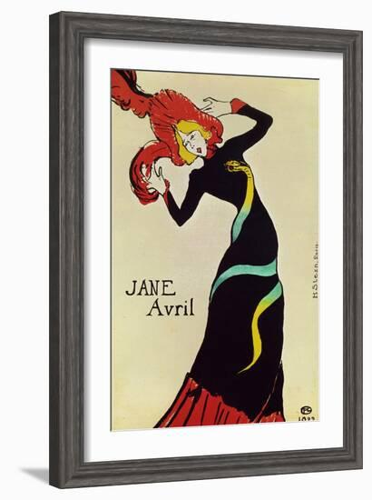 Dancer Jane Avril, Poster-Henri de Toulouse-Lautrec-Framed Giclee Print