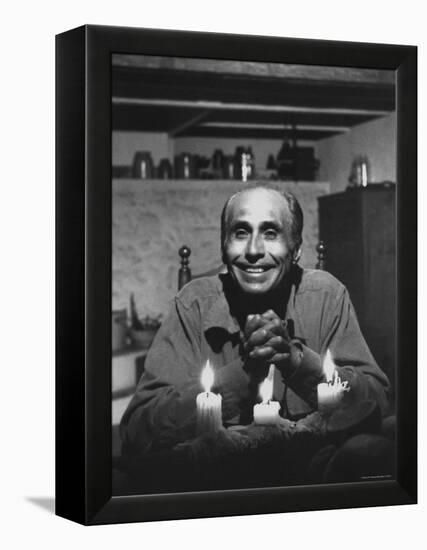 Dancer Jose Limon Seated at Candle Lit Table at His Home-Gjon Mili-Framed Premier Image Canvas