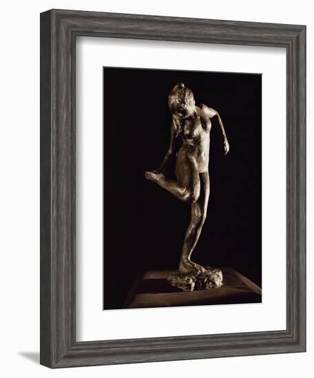 Dancer Looking at Her Right Foot, Bronze-Edgar Degas-Framed Giclee Print