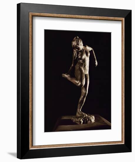 Dancer Looking at Her Right Foot, Bronze-Edgar Degas-Framed Giclee Print