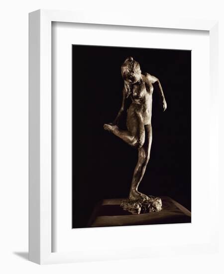 Dancer Looking at Her Right Foot, Bronze-Edgar Degas-Framed Giclee Print