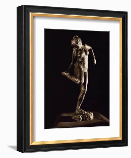 Dancer Looking at Her Right Foot, Bronze-Edgar Degas-Framed Giclee Print