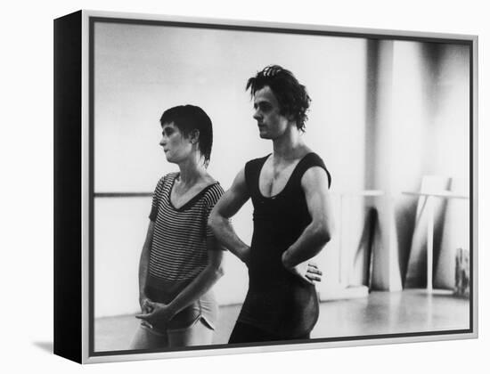 Dancer Mikhail Baryshnikov and Choreographer Twyla Tharp Resting during Rehearsal-Gjon Mili-Framed Premier Image Canvas