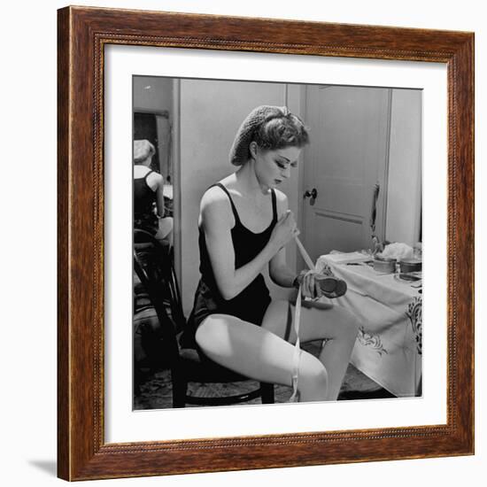 Dancer Moira Shearer, Who Plays Cinderella in a Ballet, Preparing to Go on Stage-William Sumits-Framed Premium Photographic Print