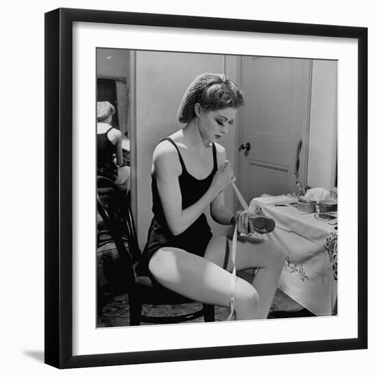 Dancer Moira Shearer, Who Plays Cinderella in a Ballet, Preparing to Go on Stage-William Sumits-Framed Premium Photographic Print