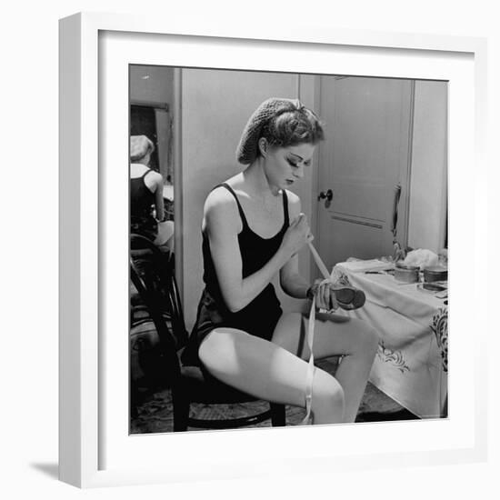 Dancer Moira Shearer, Who Plays Cinderella in a Ballet, Preparing to Go on Stage-William Sumits-Framed Premium Photographic Print