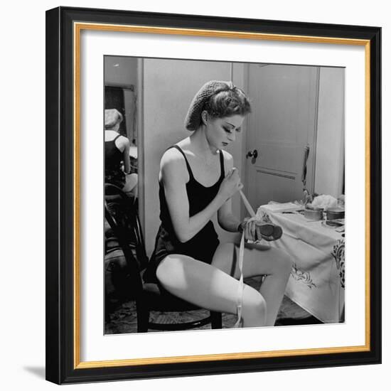 Dancer Moira Shearer, Who Plays Cinderella in a Ballet, Preparing to Go on Stage-William Sumits-Framed Premium Photographic Print