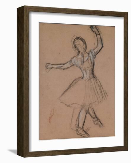 Dancer on Stage and in Motion, C.1880-85 (White, Black and Red Fabricated Chalk)-Edgar Degas-Framed Giclee Print