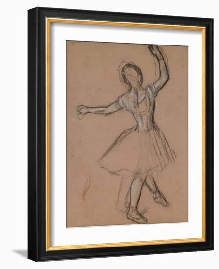 Dancer on Stage and in Motion, C.1880-85 (White, Black and Red Fabricated Chalk)-Edgar Degas-Framed Giclee Print