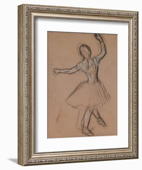 Dancer on Stage and in Motion, C.1880-85 (White, Black and Red Fabricated Chalk)-Edgar Degas-Framed Giclee Print