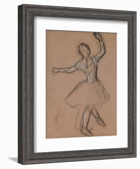 Dancer on Stage and in Motion, C.1880-85 (White, Black and Red Fabricated Chalk)-Edgar Degas-Framed Giclee Print