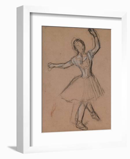 Dancer on Stage and in Motion, C.1880-85 (White, Black and Red Fabricated Chalk)-Edgar Degas-Framed Giclee Print