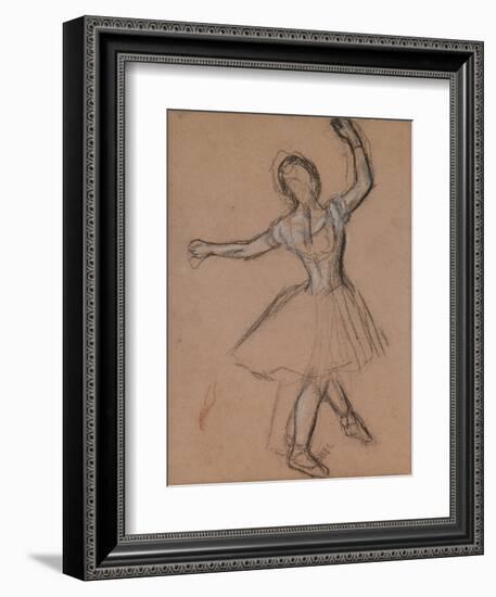 Dancer on Stage and in Motion, C.1880-85 (White, Black and Red Fabricated Chalk)-Edgar Degas-Framed Giclee Print