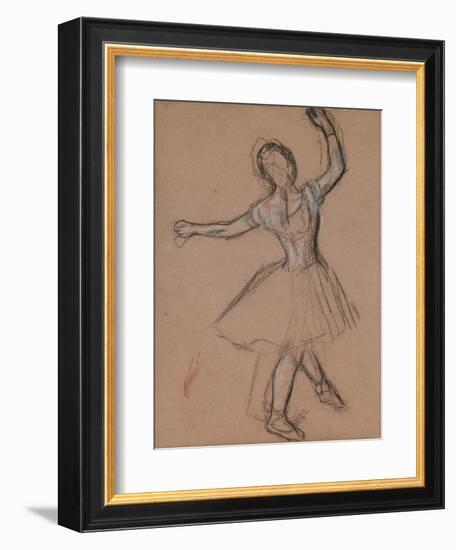 Dancer on Stage and in Motion, C.1880-85 (White, Black and Red Fabricated Chalk)-Edgar Degas-Framed Giclee Print