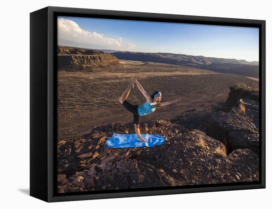 Dancer Pose During an Evening Outdoor Yoga Session at the Frenchman-Coulee in Central Washington.-Ben Herndon-Framed Premier Image Canvas