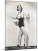 Dancer Posing in High-Waisted Shorts and Silk Blouse-null-Mounted Photo