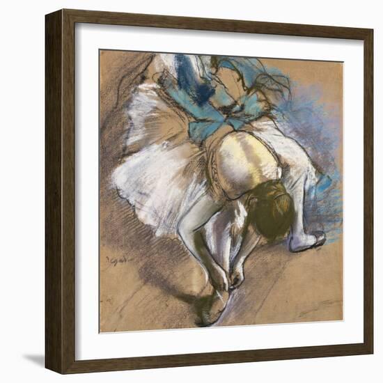 Dancer Putting on her Shoes-Edgar Degas-Framed Giclee Print