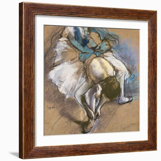 Dancer Putting on her Shoes-Edgar Degas-Framed Giclee Print