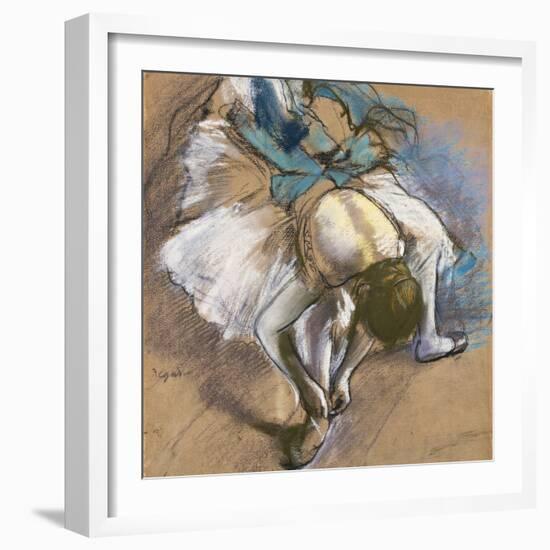 Dancer Putting on her Shoes-Edgar Degas-Framed Giclee Print