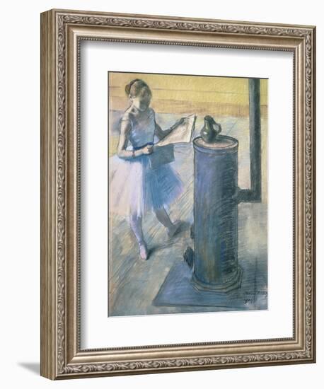 Dancer Reading the Newspaper, C. 1880-Edgar Degas-Framed Giclee Print