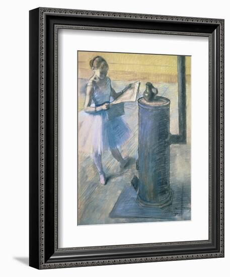 Dancer Reading the Newspaper, C. 1880-Edgar Degas-Framed Giclee Print