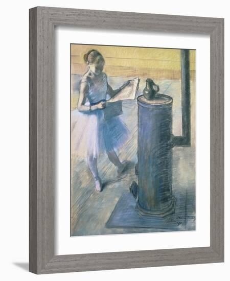 Dancer Reading the Newspaper, C. 1880-Edgar Degas-Framed Premium Giclee Print