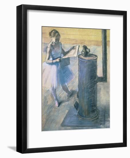 Dancer Reading the Newspaper, C. 1880-Edgar Degas-Framed Giclee Print