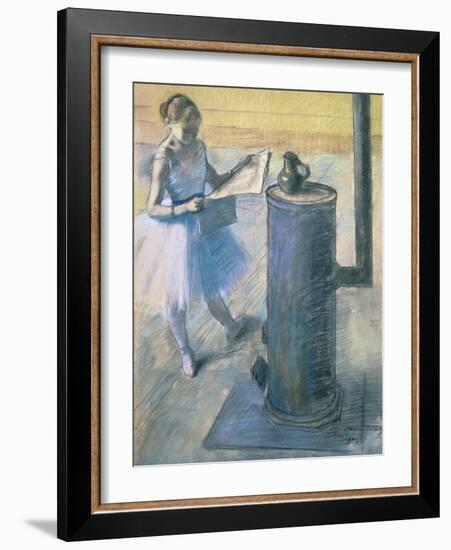 Dancer Reading the Newspaper, C. 1880-Edgar Degas-Framed Giclee Print