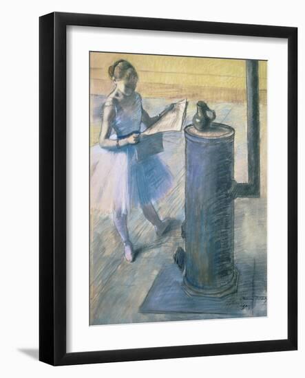 Dancer Reading the Newspaper, C. 1880-Edgar Degas-Framed Giclee Print