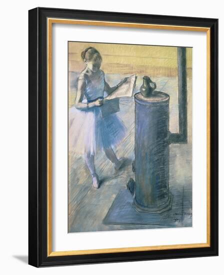 Dancer Reading the Newspaper, C. 1880-Edgar Degas-Framed Giclee Print