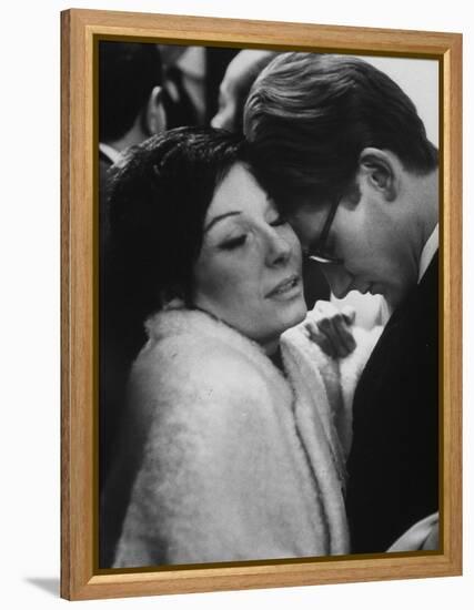 Dancer Renee Jeanmaire Embracing Yves Saint Laurent at Fashion Show-Paul Schutzer-Framed Premier Image Canvas