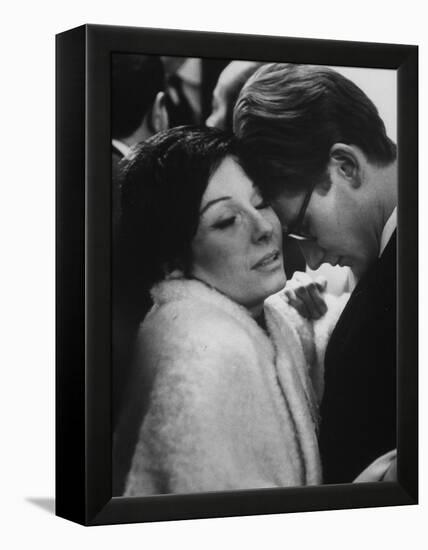 Dancer Renee Jeanmaire Embracing Yves Saint Laurent at Fashion Show-Paul Schutzer-Framed Premier Image Canvas