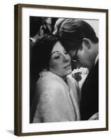 Dancer Renee Jeanmaire Embracing Yves Saint Laurent at Fashion Show-Paul Schutzer-Framed Premium Photographic Print