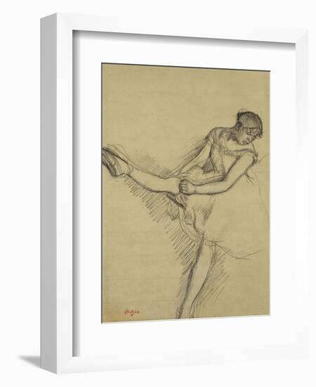 Dancer Seated, Readjusting Her Stocking; Danseuse Assise, Reajustant Son Bas-Edgar Degas-Framed Giclee Print