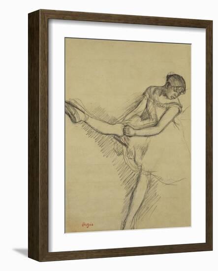 Dancer Seated, Readjusting Her Stocking; Danseuse Assise, Reajustant Son Bas-Edgar Degas-Framed Giclee Print