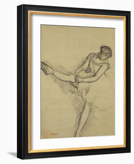 Dancer Seated, Readjusting Her Stocking; Danseuse Assise, Reajustant Son Bas-Edgar Degas-Framed Giclee Print