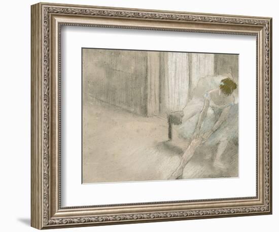 Dancer Seated, Readjusting Her Stocking, Danseuse Tirant Son Maillot (La Precaution), C. 1882-1885-Edgar Degas-Framed Giclee Print