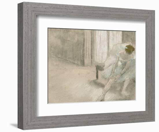 Dancer Seated, Readjusting Her Stocking, Danseuse Tirant Son Maillot (La Precaution), C. 1882-1885-Edgar Degas-Framed Giclee Print