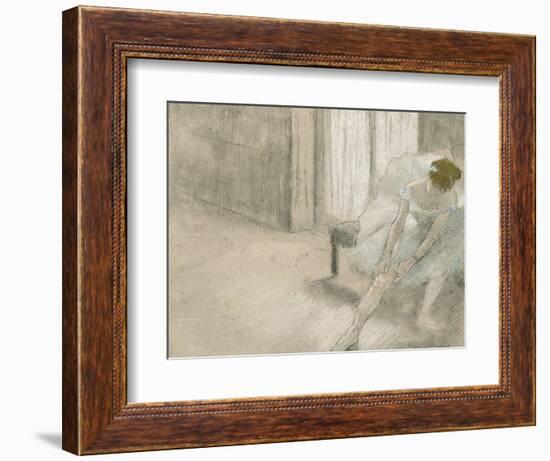 Dancer Seated, Readjusting Her Stocking, Danseuse Tirant Son Maillot (La Precaution), C. 1882-1885-Edgar Degas-Framed Giclee Print