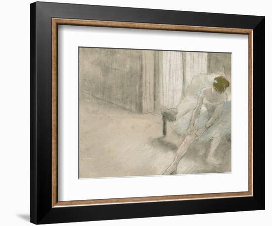 Dancer Seated, Readjusting Her Stocking, Danseuse Tirant Son Maillot (La Precaution), C. 1882-1885-Edgar Degas-Framed Giclee Print